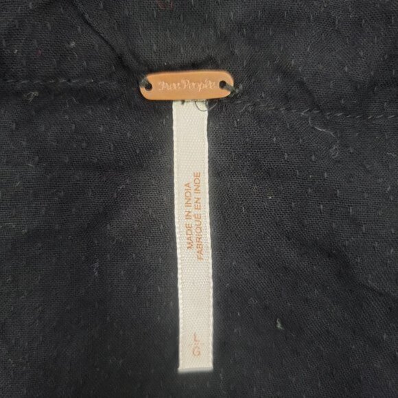 FREE PEOPLE Womens LARGE Shirt Blouse Boogie All Night Lace Black Blue - Picture 5 of 12